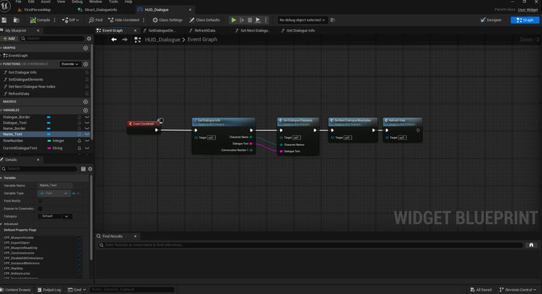 Dialogue Widget Event Graph