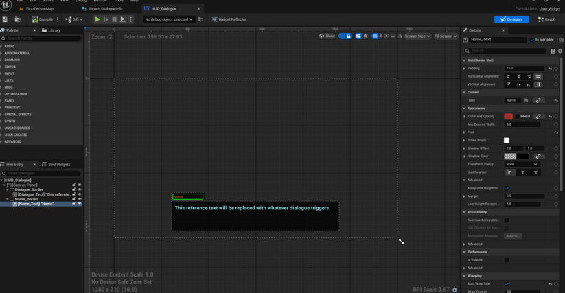 Dialogue Widget Designer Window
